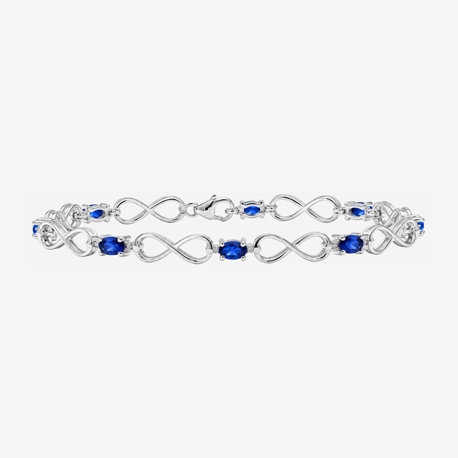 Limited Quantities! Womens Diamond Accent Lab Created Blue Sapphire Sterling Silver Tennis Bracelet
