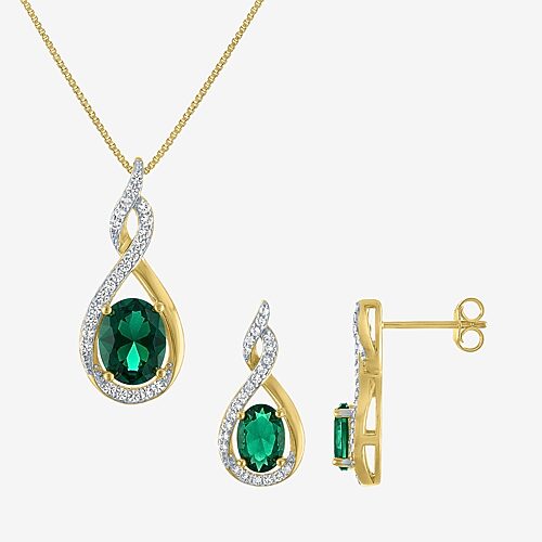 Gemstone 14K Gold Over Brass 2-pc. Oval Jewelry Set, One Size, Yellow