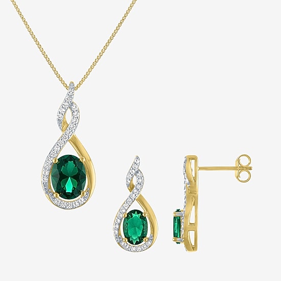 Gemstone 14K Gold Over Brass 2-pc. Oval Jewelry Set