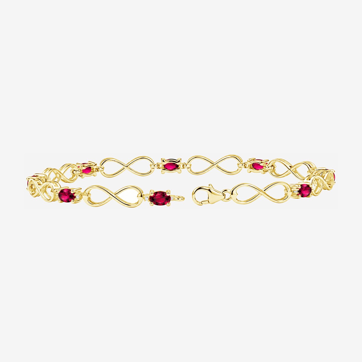 Limited Quantities! Womens Diamond Accent Lab Created Red Ruby 14K Gold Over Silver Tennis Bracelet