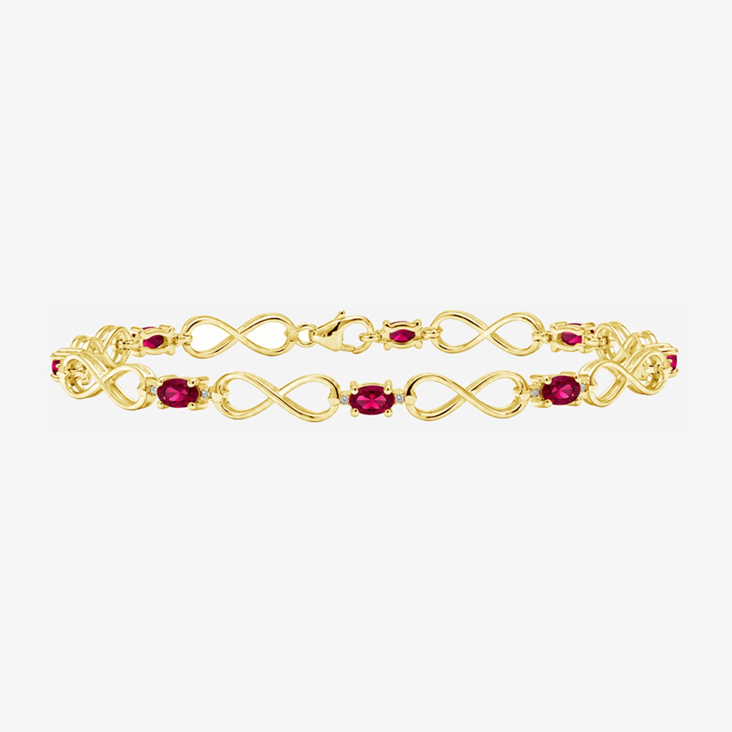Limited Quantities! Womens Diamond Accent Lab Created Red Ruby 14K Gold Over Silver Tennis Bracelet