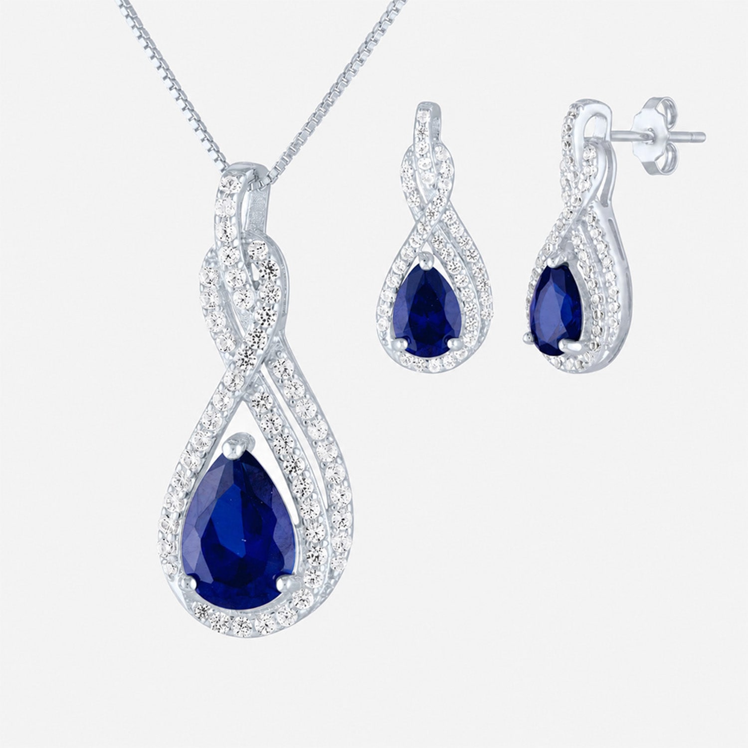 Gemstone Pure Silver over Brass 2-pc. Pear Jewelry Set