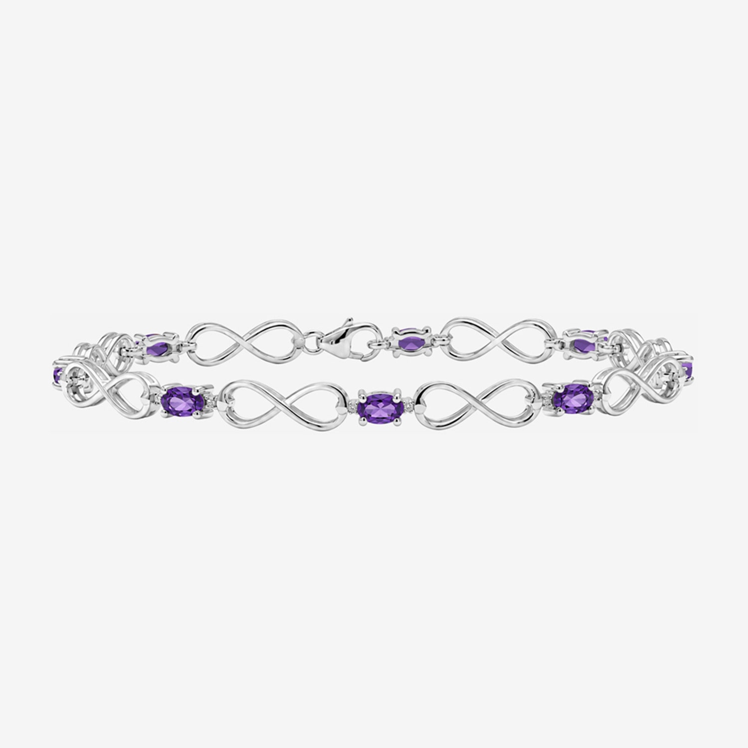 Limited Quantities! Womens Diamond Accent Genuine Purple Amethyst Sterling Silver Tennis Bracelet