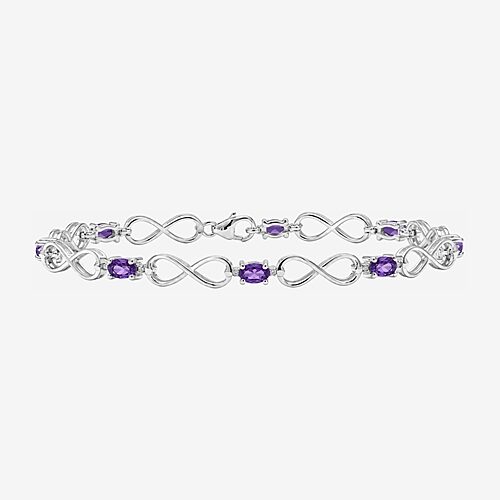 Limited Quantities! Womens Diamond Accent Genuine Purple Amethyst Sterling Silver Tennis Bracelet, One Size, Purple