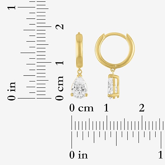 (G-H / Si2-I1) Womens 1 CT. T.W. Lab Grown White Diamond 10K Gold 16.9mm Pear Hoop Earrings