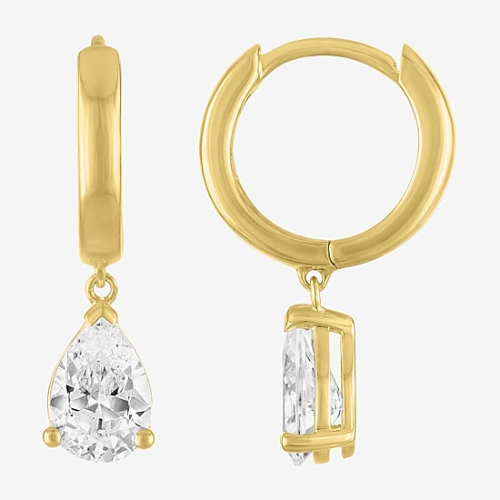 (G-H / Si2-I1) Womens 1 CT. T.W. Lab Grown White Diamond 10K Gold 16.9mm Pear Hoop Earrings