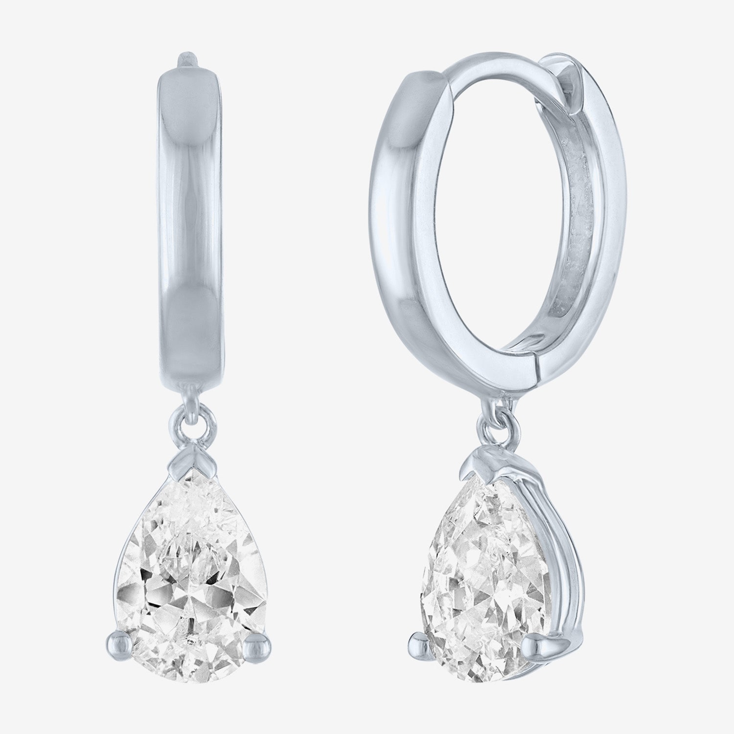 (G-H / Si2-I1) Womens 1 CT. T.W. Lab Grown White Diamond 10K Gold 16.9mm Pear Hoop Earrings