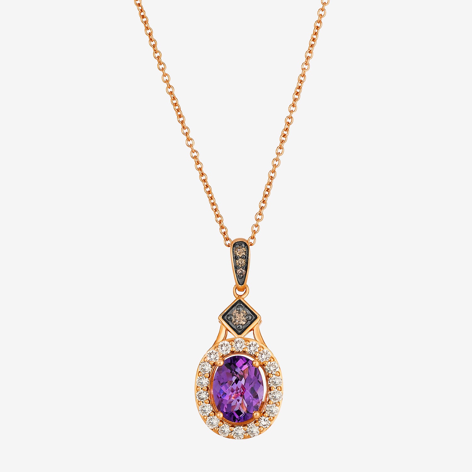 Le Vian Grand Sample Sale Le Vian Grand Sample Sale Womens 1/3 CT. T.W. Genuine Purple Amethyst 14K Rose Gold Oval 18 Inch Pendant Necklace