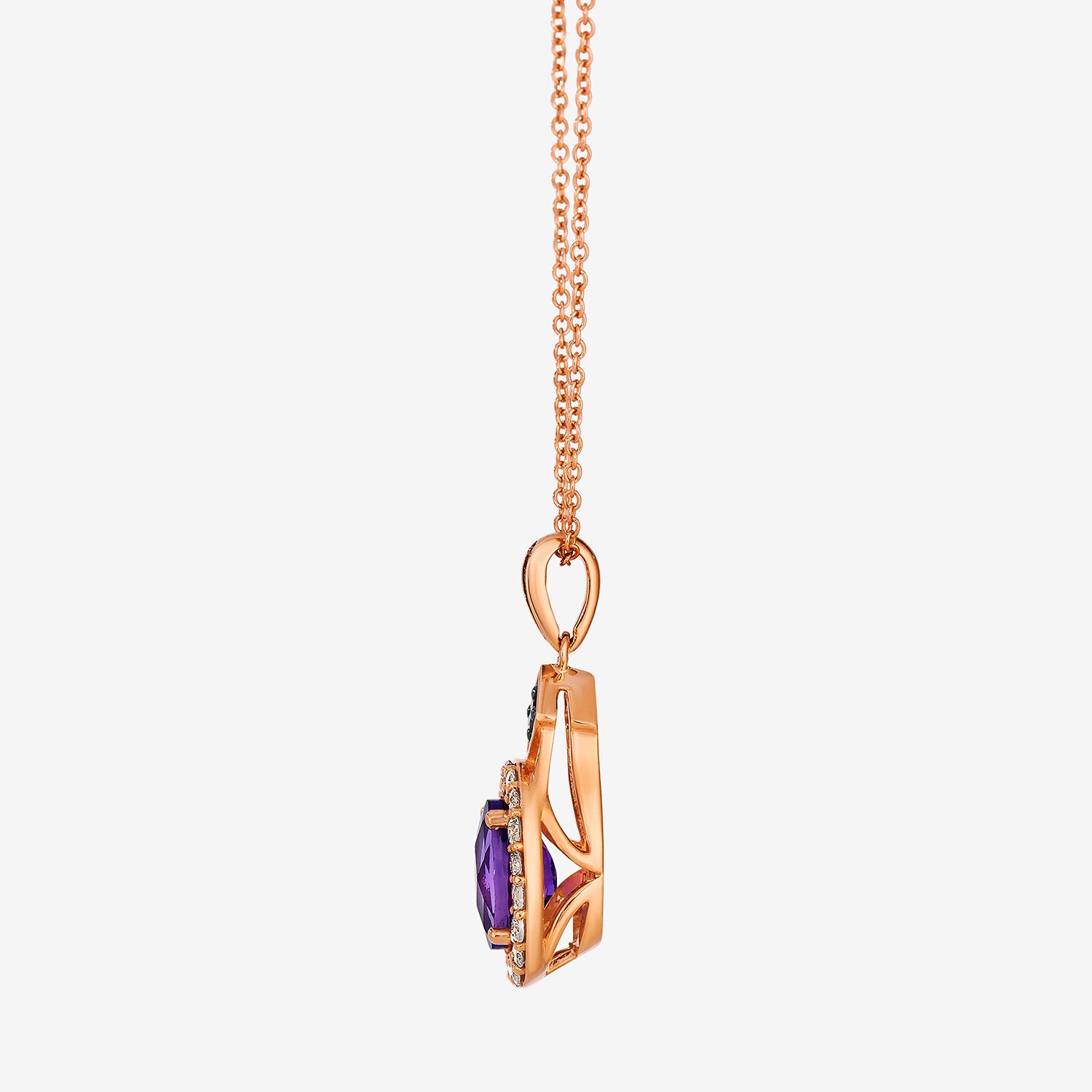 Le Vian Grand Sample Sale Le Vian Grand Sample Sale Womens 1/3 CT. T.W. Genuine Purple Amethyst 14K Rose Gold Oval 18 Inch Pendant Necklace