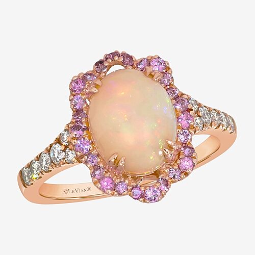 Le Vian Grand Sample Sale Le Vian Grand Sample Sale Womens 1/4 CT. T.W. Genuine White Opal 14K Rose Gold Round Cocktail Ring, 7, White
