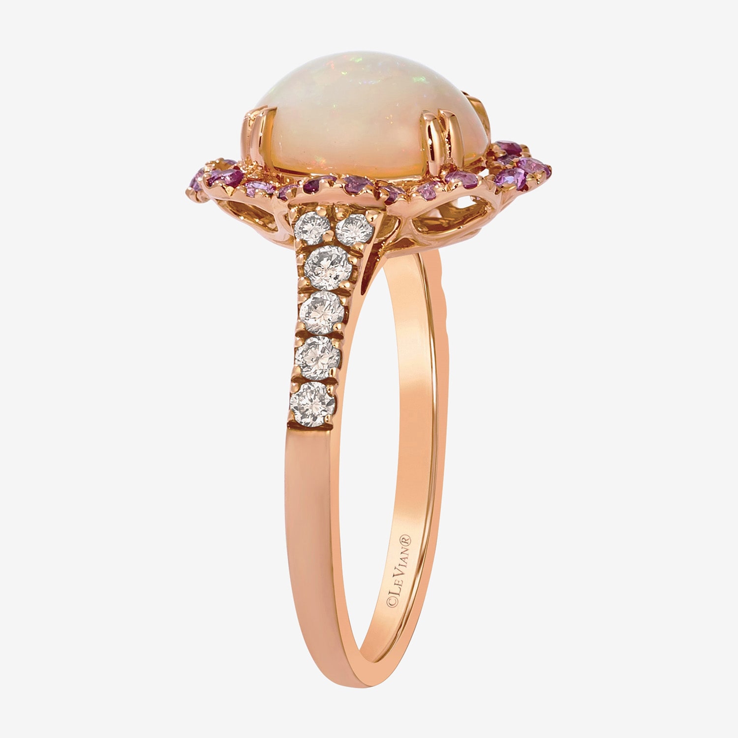 Le Vian Grand Sample Sale Le Vian Grand Sample Sale Womens 1/4 CT. T.W. Genuine White Opal 14K Rose Gold Round Cocktail Ring