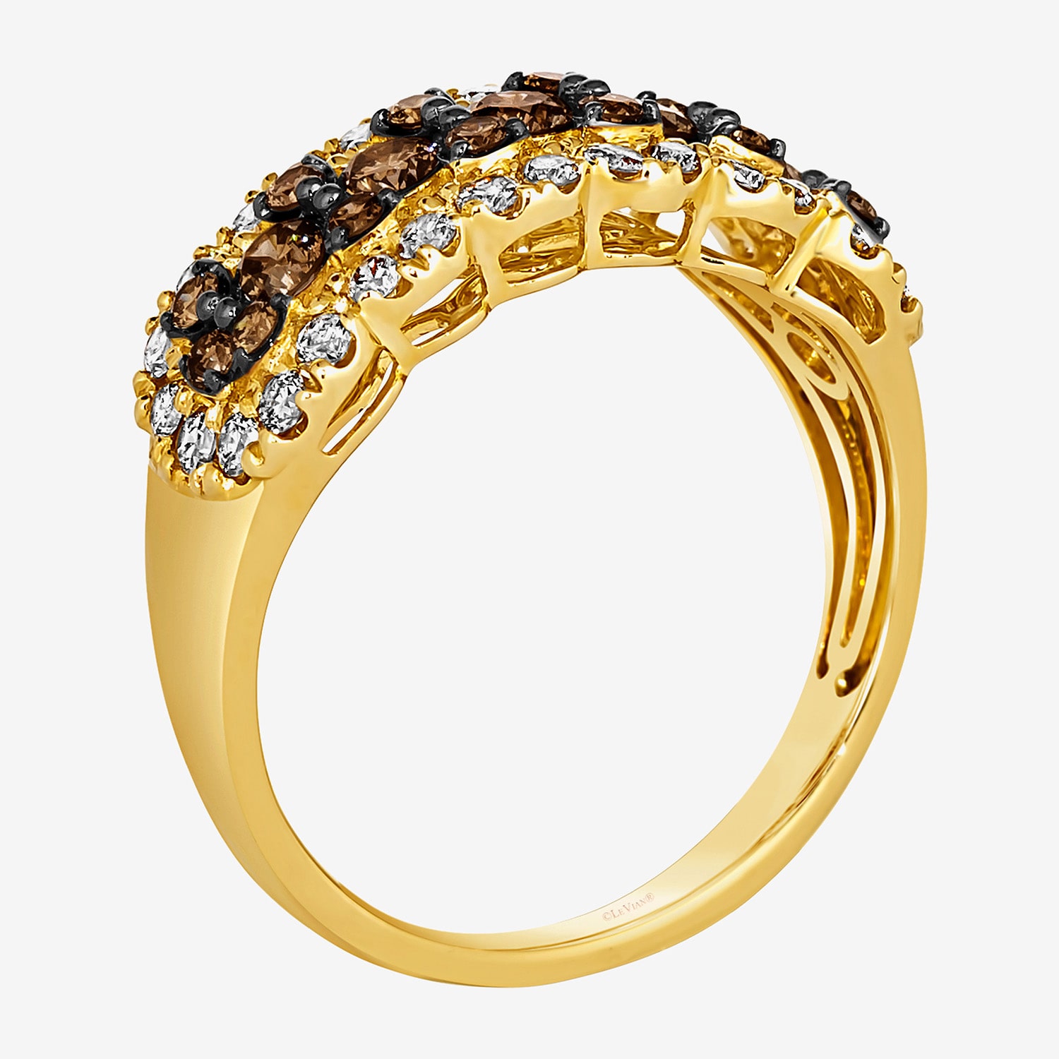 Le Vian Grand Sample Sale Le Vian Grand Sample Sale Womens 1 1/5 CT. T.W. Natural Brown Diamond 14K Gold Curved Cocktail Ring