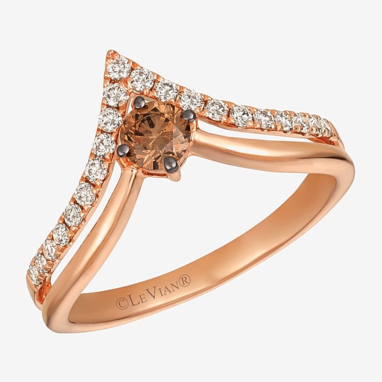 Le Vian Grand Sample Sale Le Vian Grand Sample Sale Womens 1/2 CT. T.W. Natural Brown Diamond 14K Rose Gold Crown Cocktail Ring