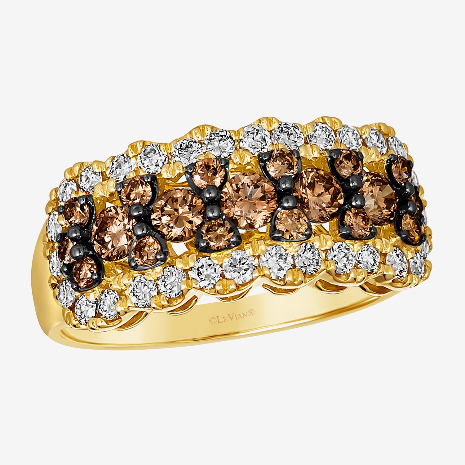 Le Vian Grand Sample Sale Le Vian Grand Sample Sale Womens 1 1/5 CT. T.W. Natural Brown Diamond 14K Gold Curved Cocktail Ring