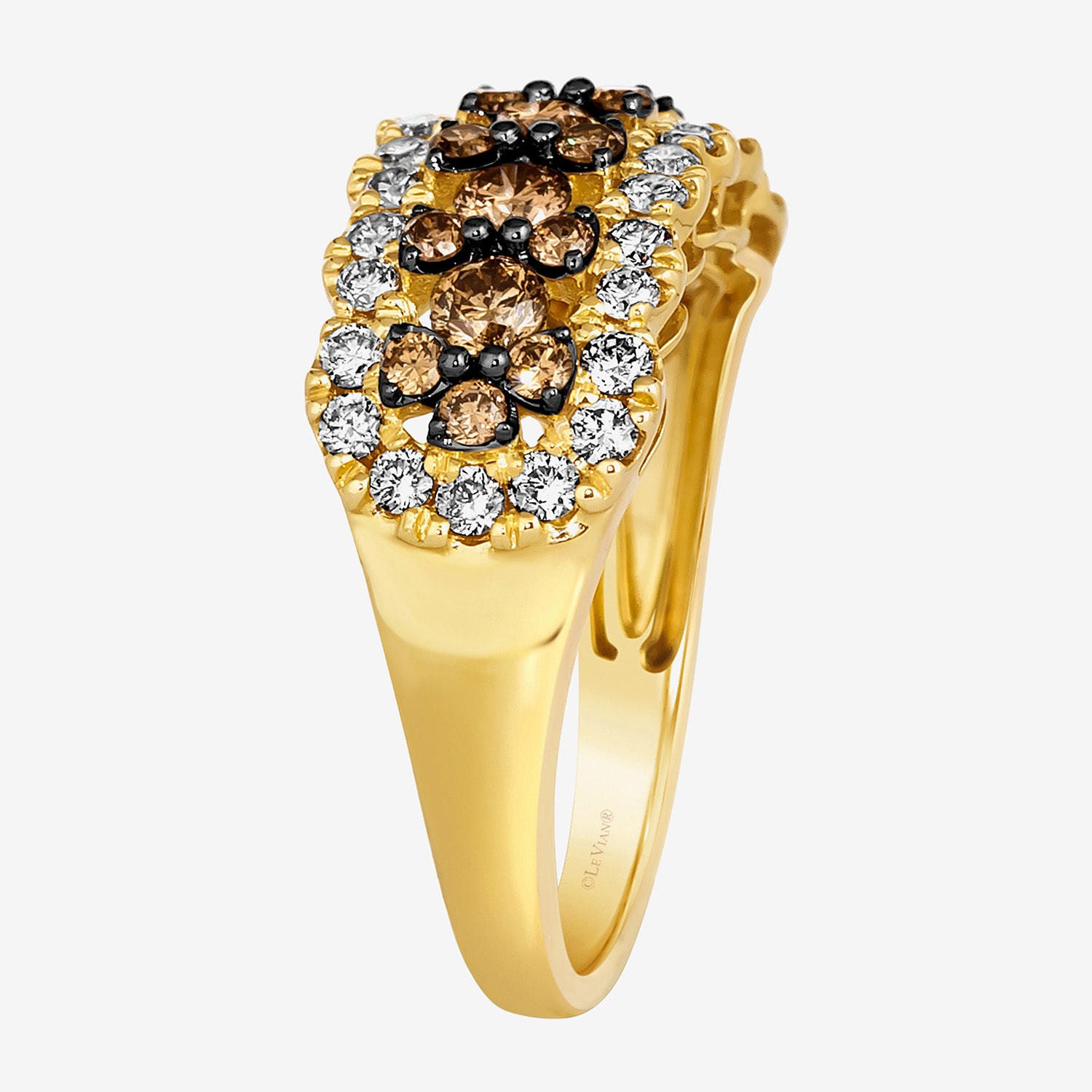 Le Vian Grand Sample Sale Le Vian Grand Sample Sale Womens 1 1/5 CT. T.W. Natural Brown Diamond 14K Gold Curved Cocktail Ring