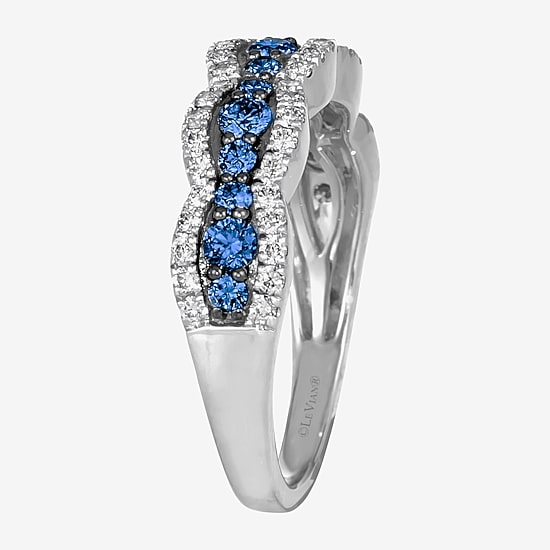 Le Vian Grand Sample Sale Le Vian Grand Sample Sale Womens 7MM 1/3 CT. T.W. Genuine Blue Sapphire 14K White Gold Curved Band