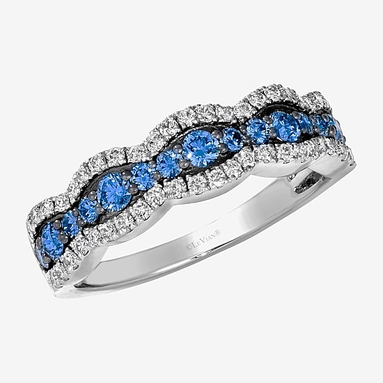 Le Vian Grand Sample Sale Le Vian Grand Sample Sale Womens 7MM 1/3 CT. T.W. Genuine Blue Sapphire 14K White Gold Curved Band