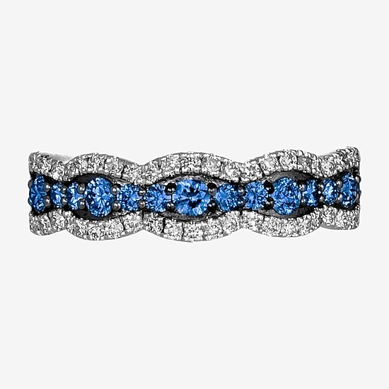 Le Vian Grand Sample Sale Le Vian Grand Sample Sale Womens 7MM 1/3 CT. T.W. Genuine Blue Sapphire 14K White Gold Curved Band