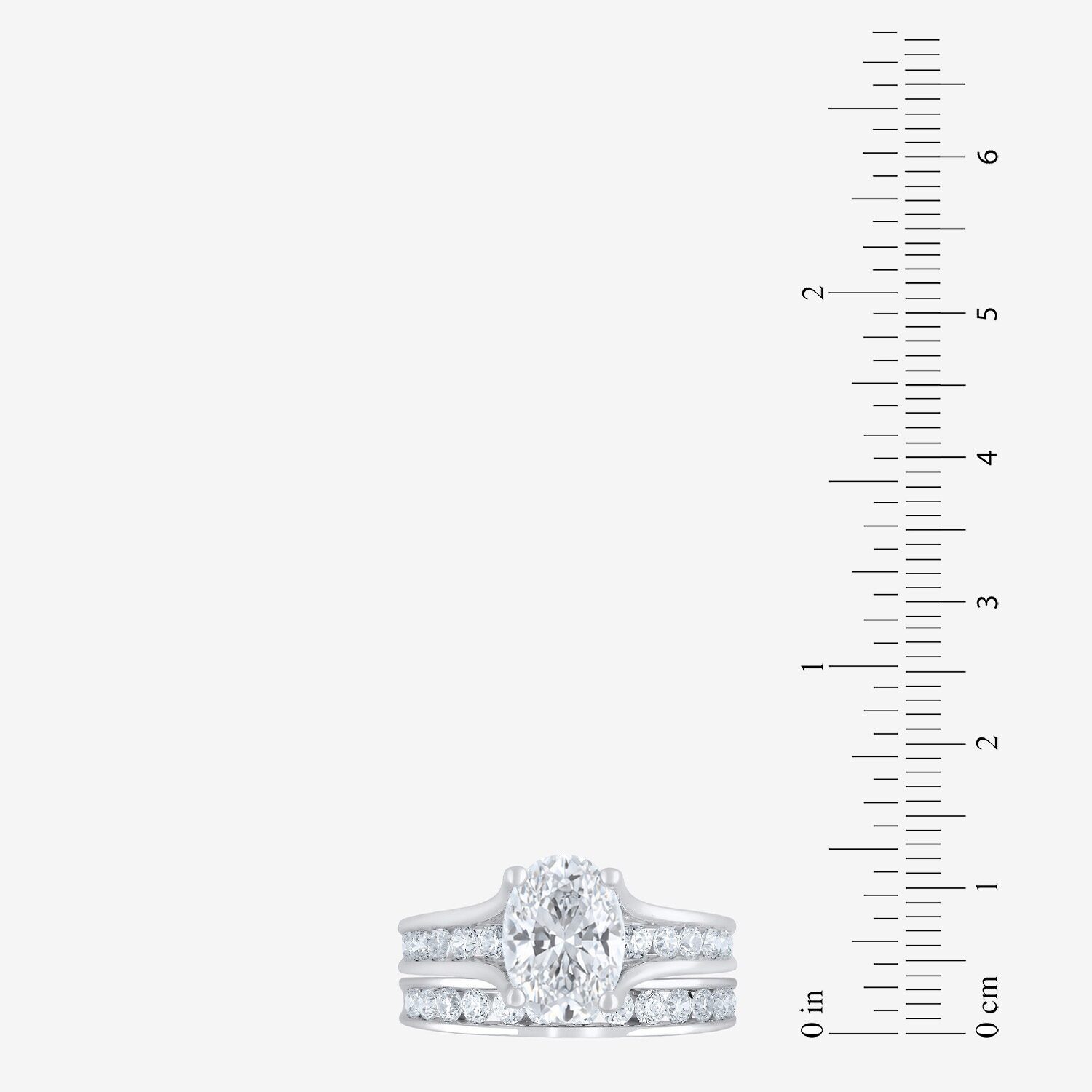 F / Vs2) Womens CT. T.W. Lab Grown White Diamond 10K Gold Oval Side Stone Bridal Set