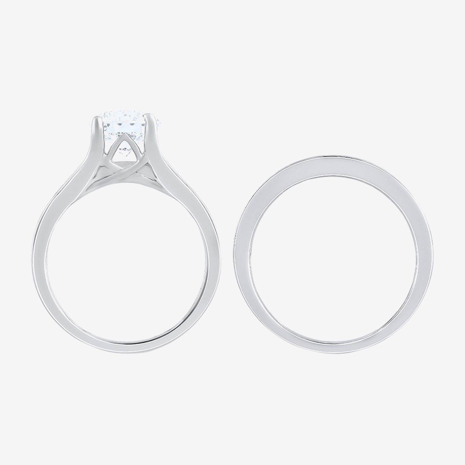 (F / Vs2) Womens 3 CT. T.W. Lab Grown White Diamond 10K Gold Round Side Stone Bridal Set