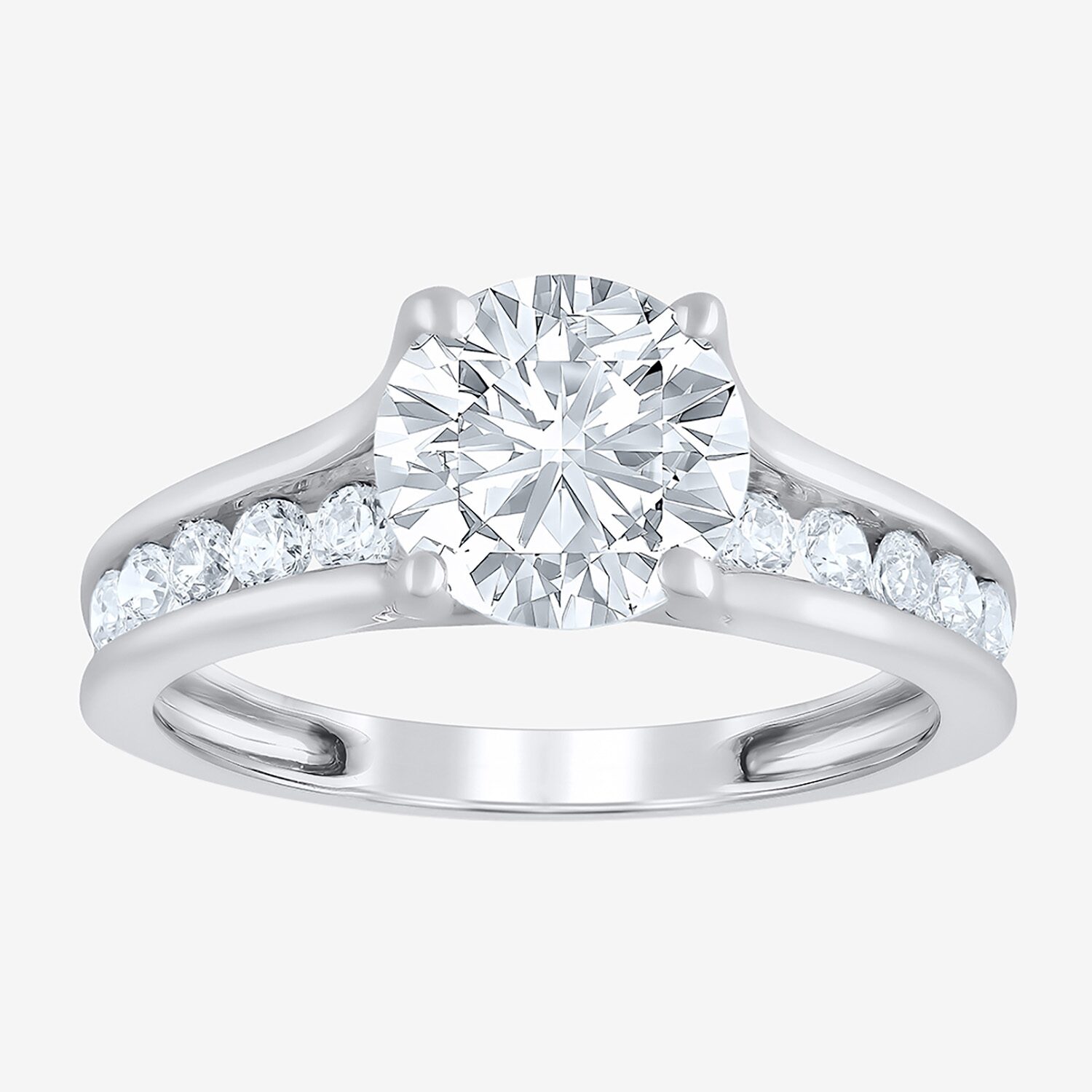 (F / Vs2) Womens 3 CT. T.W. Lab Grown White Diamond 10K Gold Round Side Stone Bridal Set