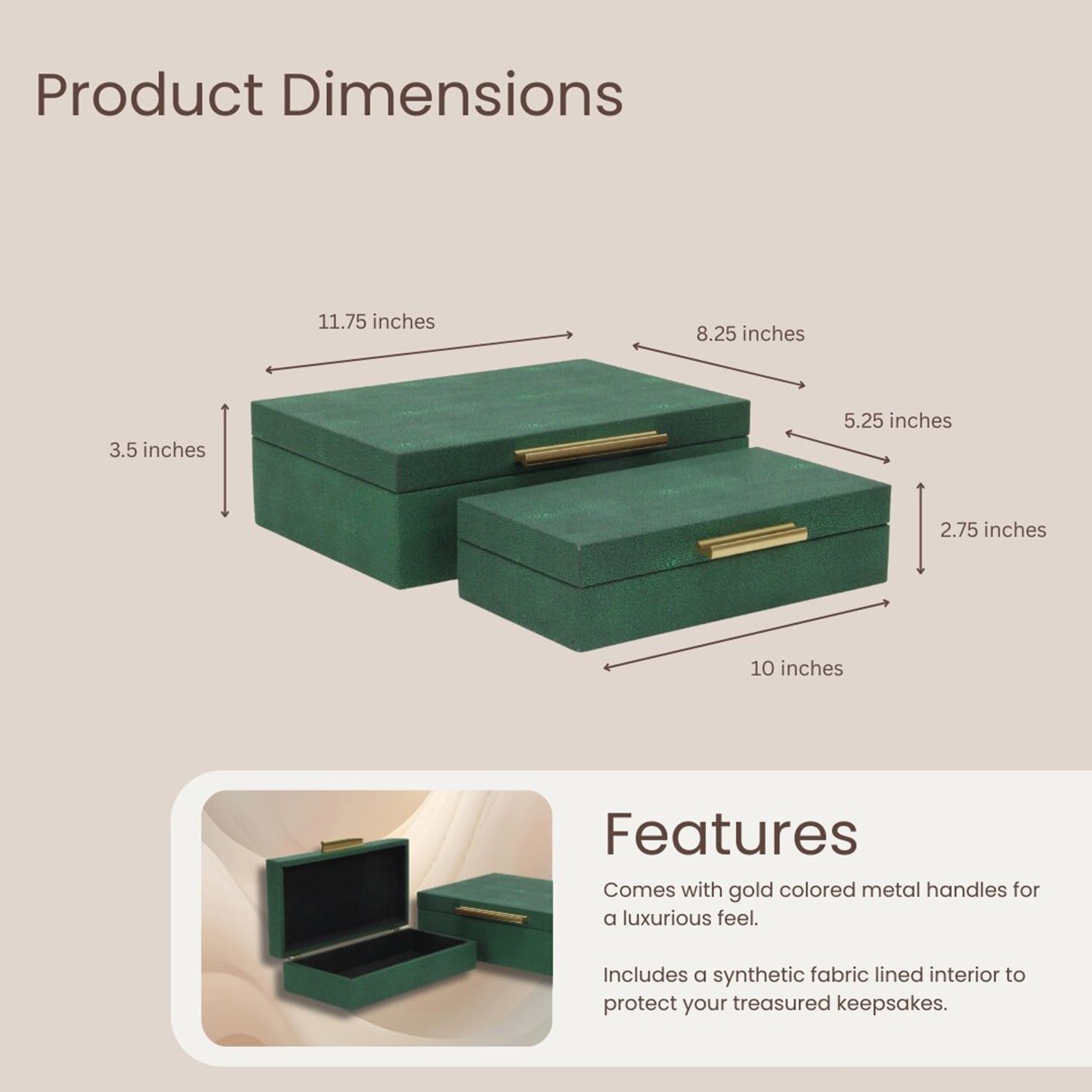 Cheungs Green Faux Shagreen Rectangular 2-pc. Decorative Box