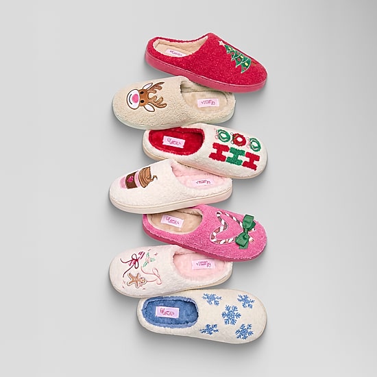 Olivia Miller Holiday Womens Slip-On Slippers