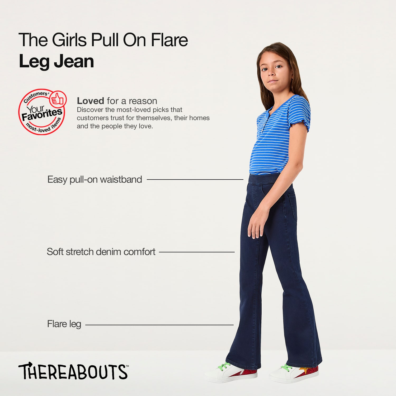 Thereabouts Little & Big Kid Girls Pull On Flare Leg Jean
