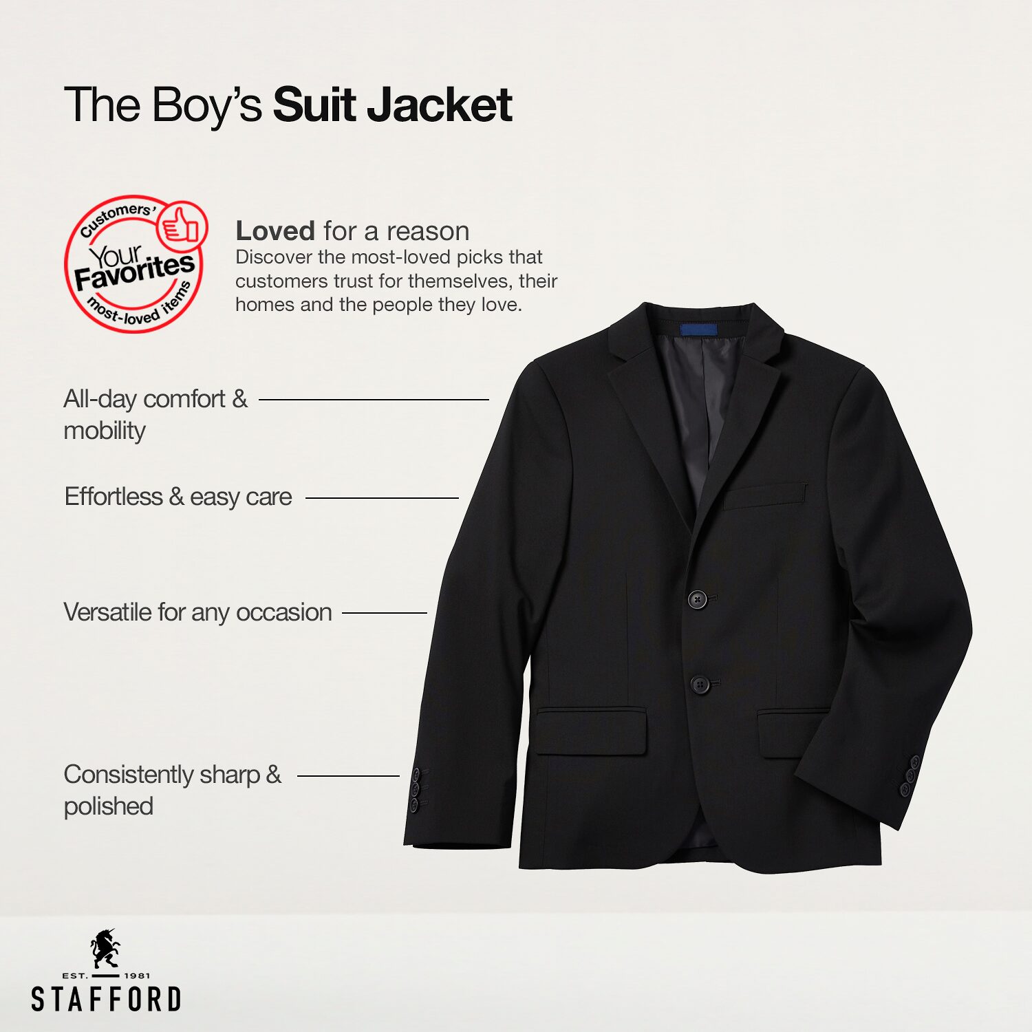 Stafford Little & Big Kid Boys Regular Fit Suit Jacket