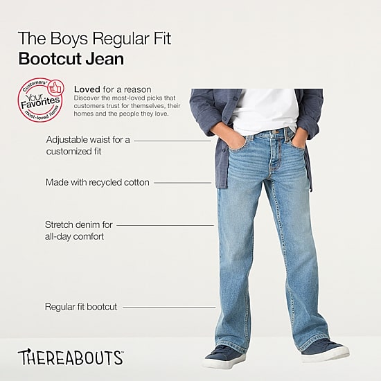 Thereabouts Little & Big Kid Boys Adjustable Waist Stretch Fabric Regular Fit Bootcut Jean