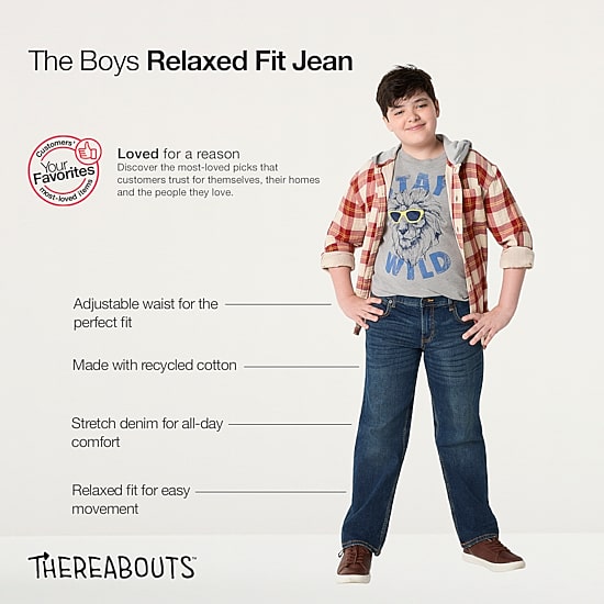Thereabouts Little & Big Kid Boys Adjustable Waist Stretch Fabric Relaxed Fit Jean