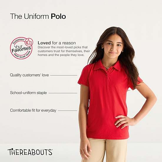 Thereabouts Little & Big Kid Girls Short Sleeve Regular Fit Polo Shirt