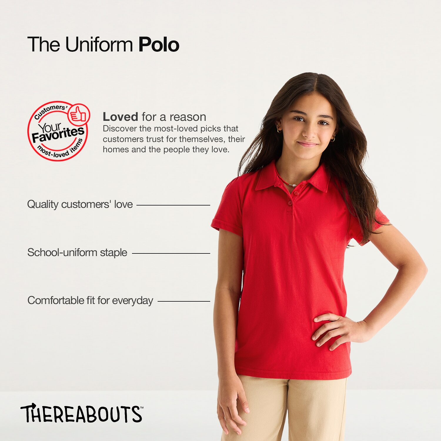 Thereabouts Little & Big Kid Girls Short Sleeve Regular Fit Polo Shirt