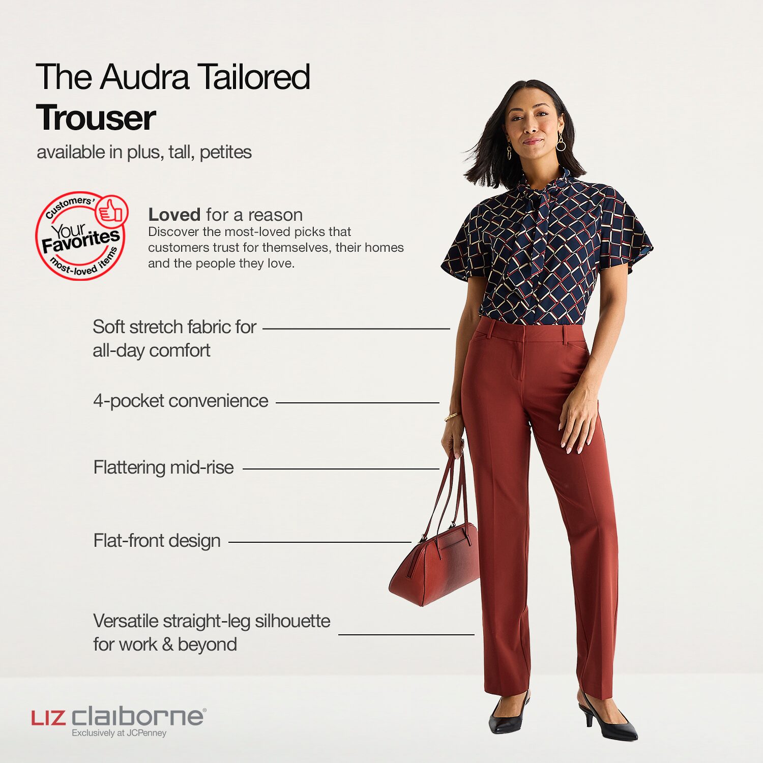 Liz Claiborne Audra Womens Straight Mid Rise Trouser
