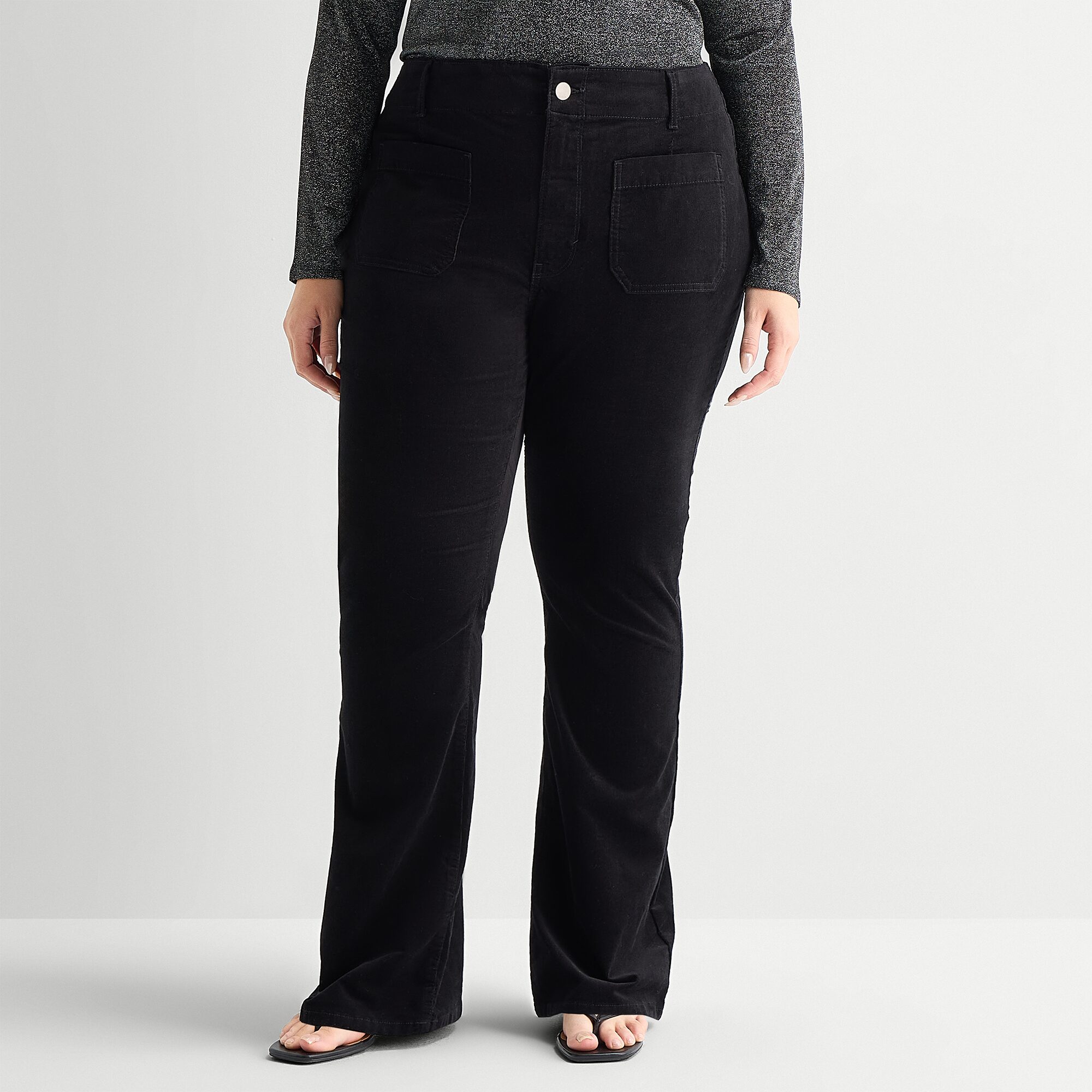 A.N.A Patch Pocket Womens Plus Highest Rise Flare Corduroy Pant