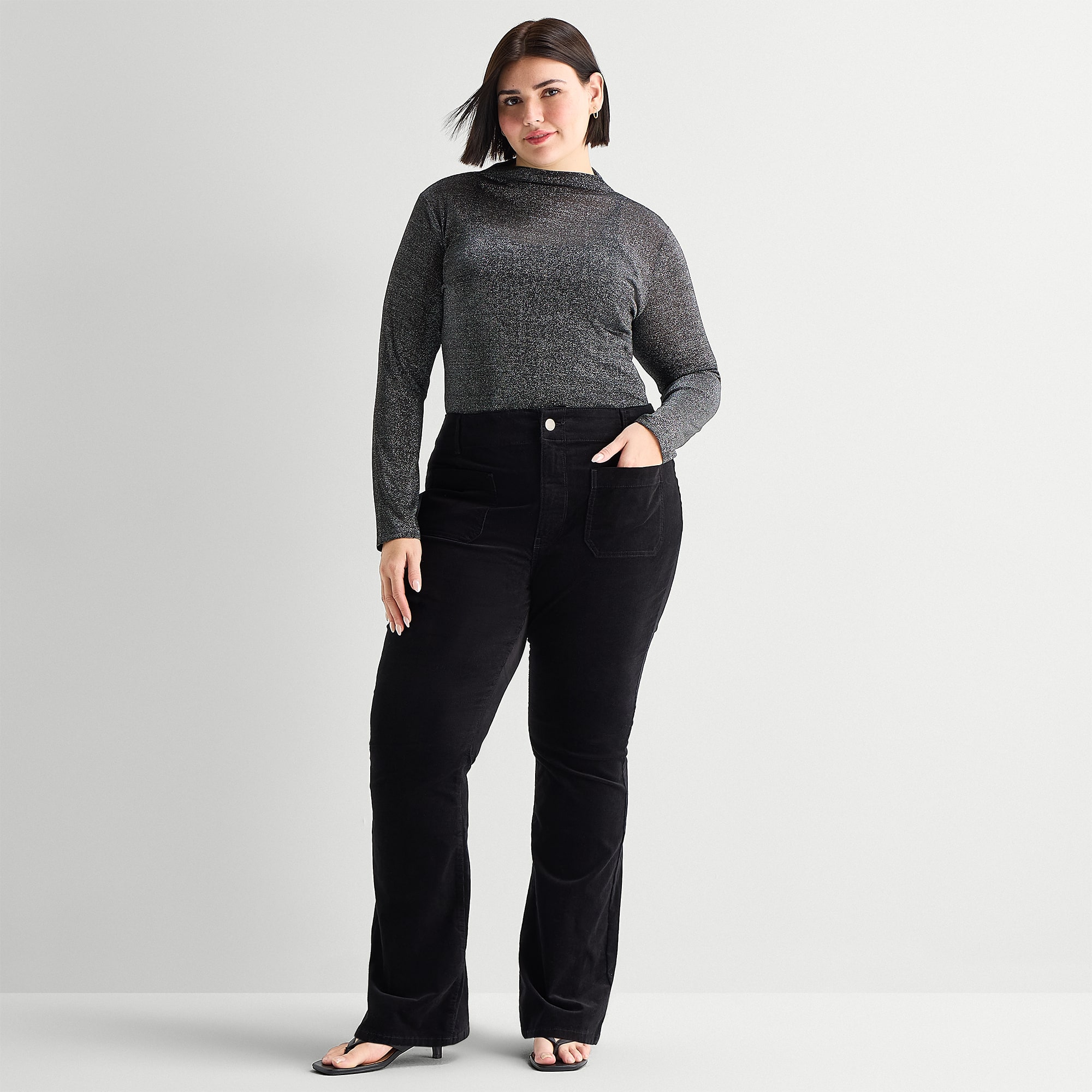 A.N.A Patch Pocket Womens Plus Highest Rise Flare Corduroy Pant