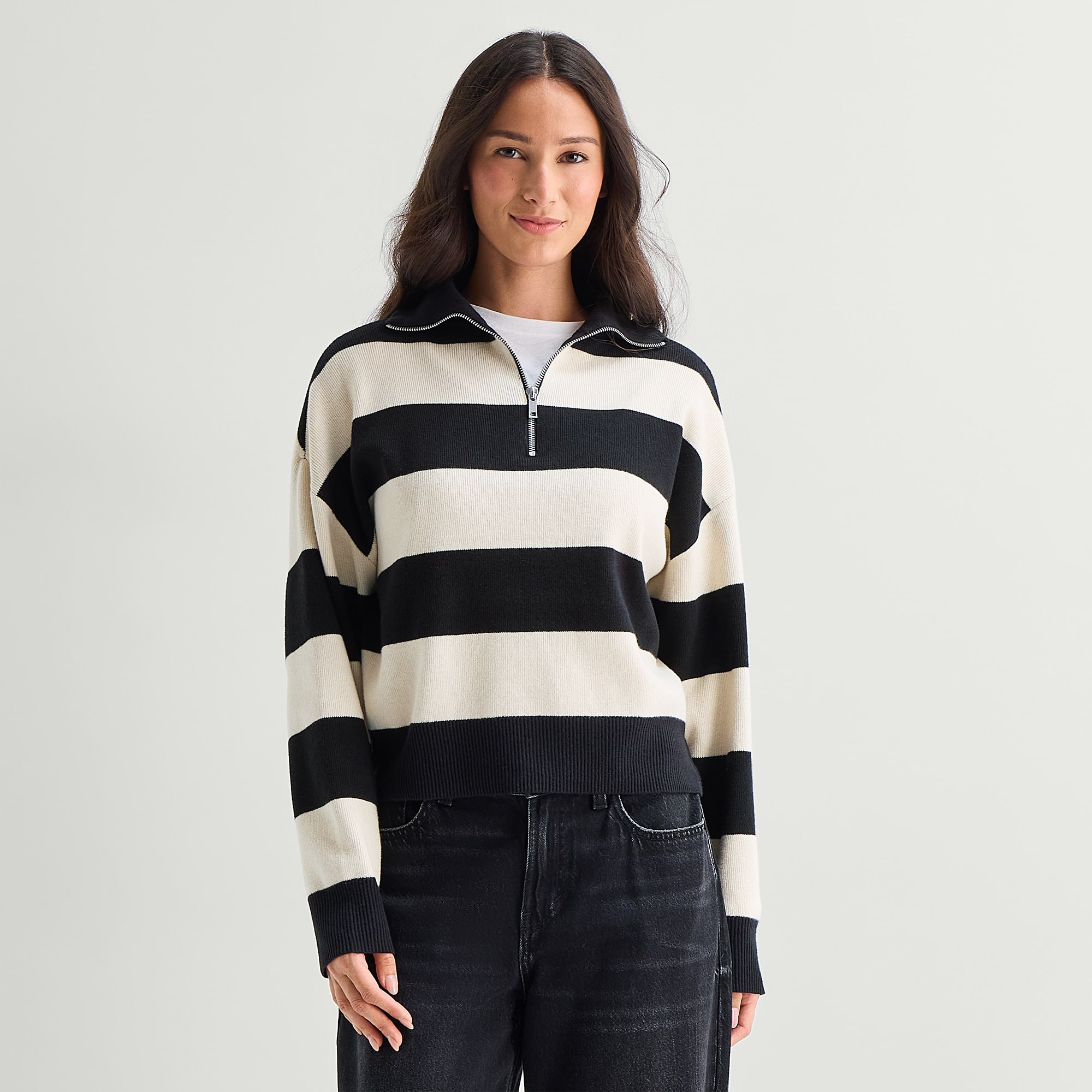 A.N.A Quarter Zip Womens Long Sleeve Pullover Sweater