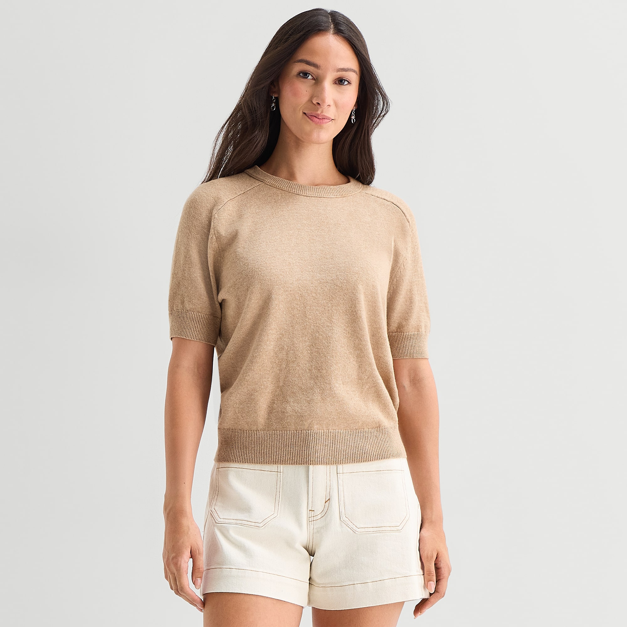 A.N.A Womens Crew Neck Short Sleeve Pullover Sweater