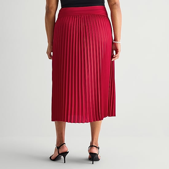 Liz Claiborne Womens Plus Midi Pleated Skirt