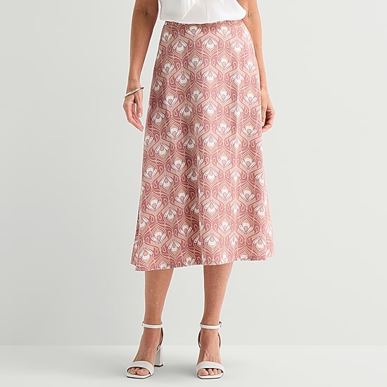 Liz Claiborne Womens Midi Flared Skirt