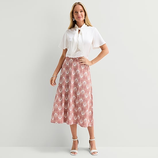 Liz Claiborne Womens Midi Flared Skirt