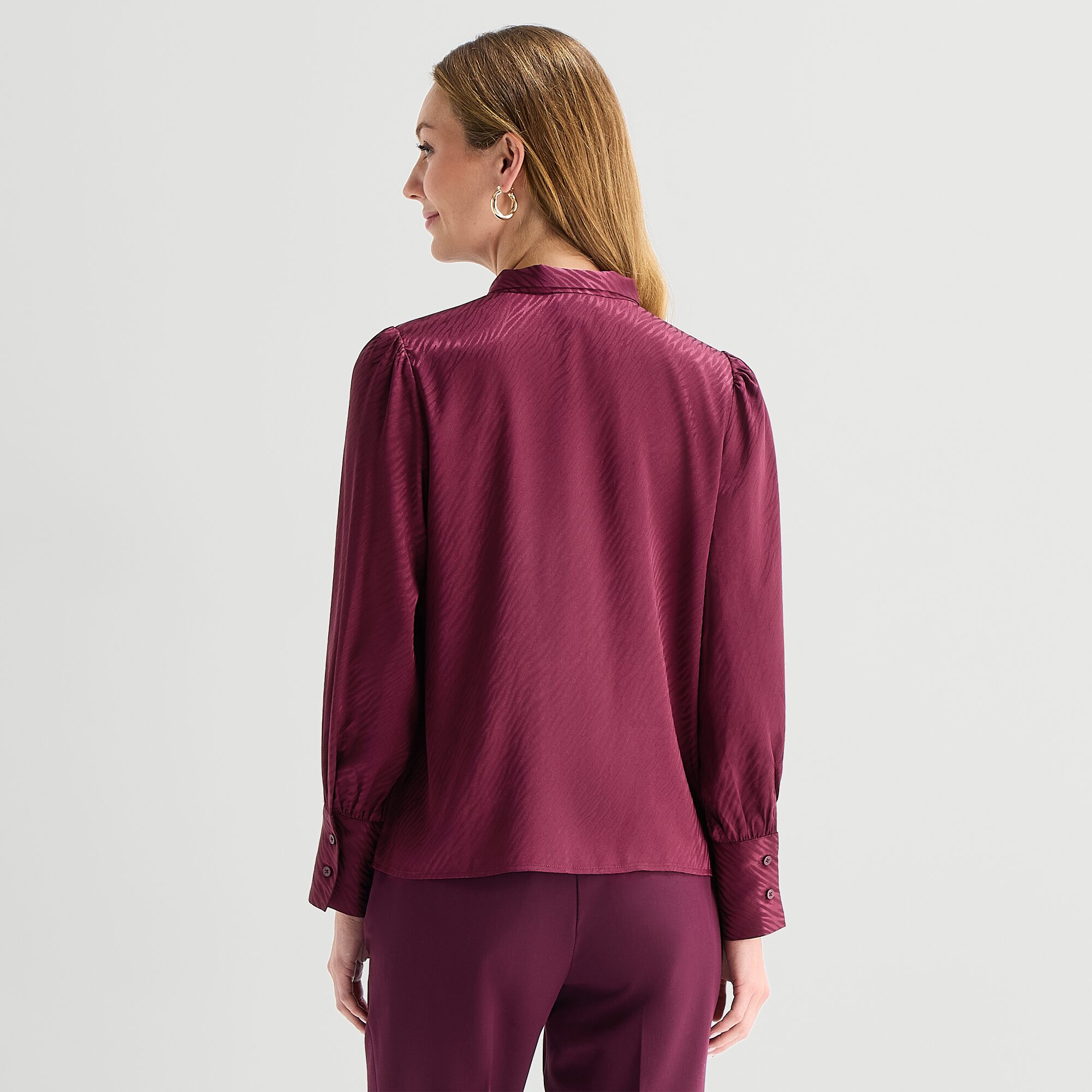 Liz Claiborne Womens Split Tie Neck Long Sleeve Blouse