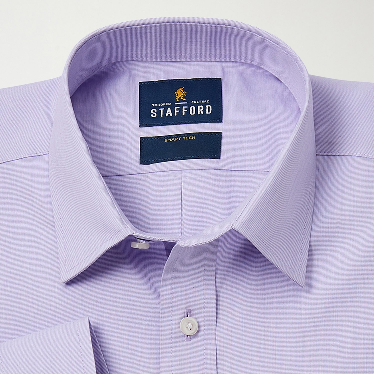 Stafford Smart Tech Slim Mens Fit Stretch Fabric Wrinkle Free Long Sleeve Dress Shirt