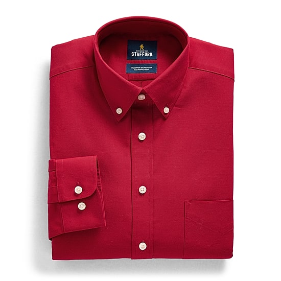 Stafford Oxford Mens Regular Fit Stretch Fabric Wrinkle Free Long Sleeve Dress Shirt