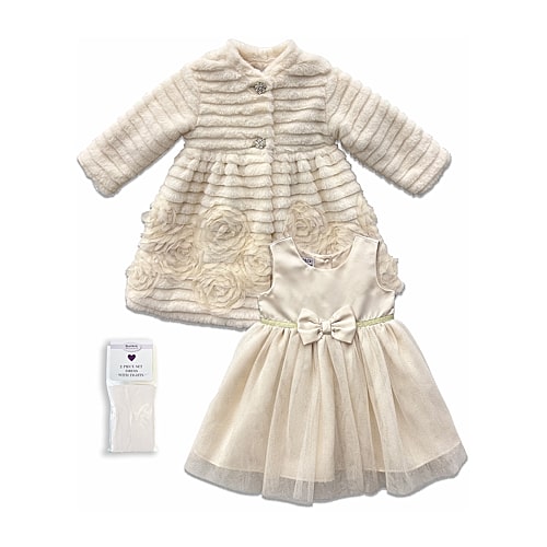 Blueberi Boulevard Baby Girls Applique 2-pc. Dress Set In White