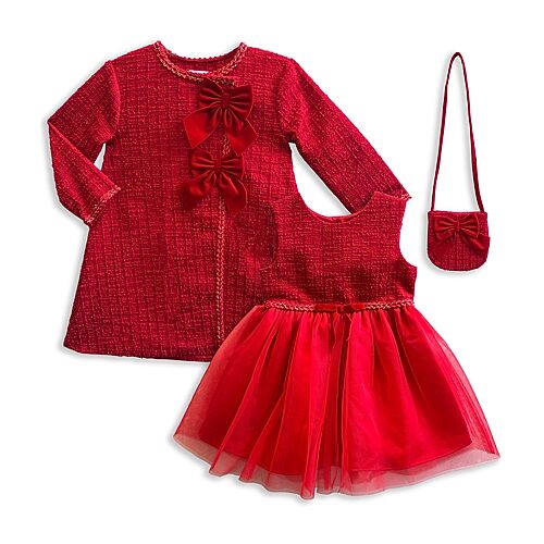 Blueberi Boulevard Babies' Toddler Girls 3-pc. Dress Set In Red