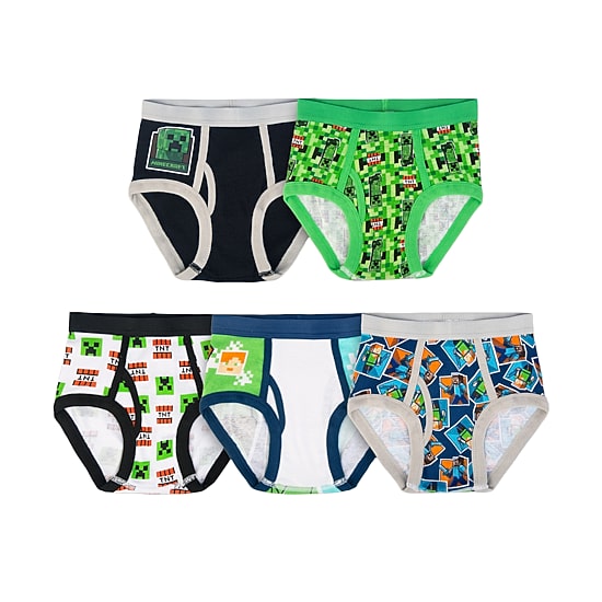 Little & Big Kid Boys Minecraft 5 Pack Briefs Bup2451