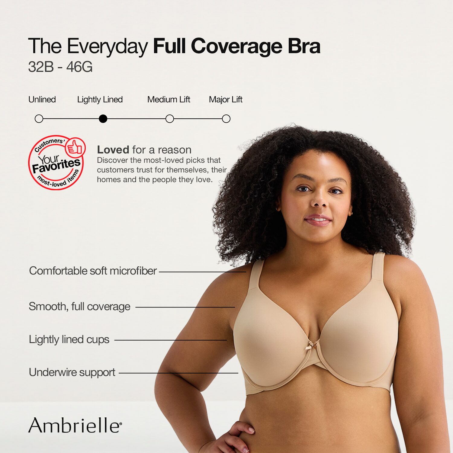 Ambrielle Everyday Underwire Full Coverage Bra