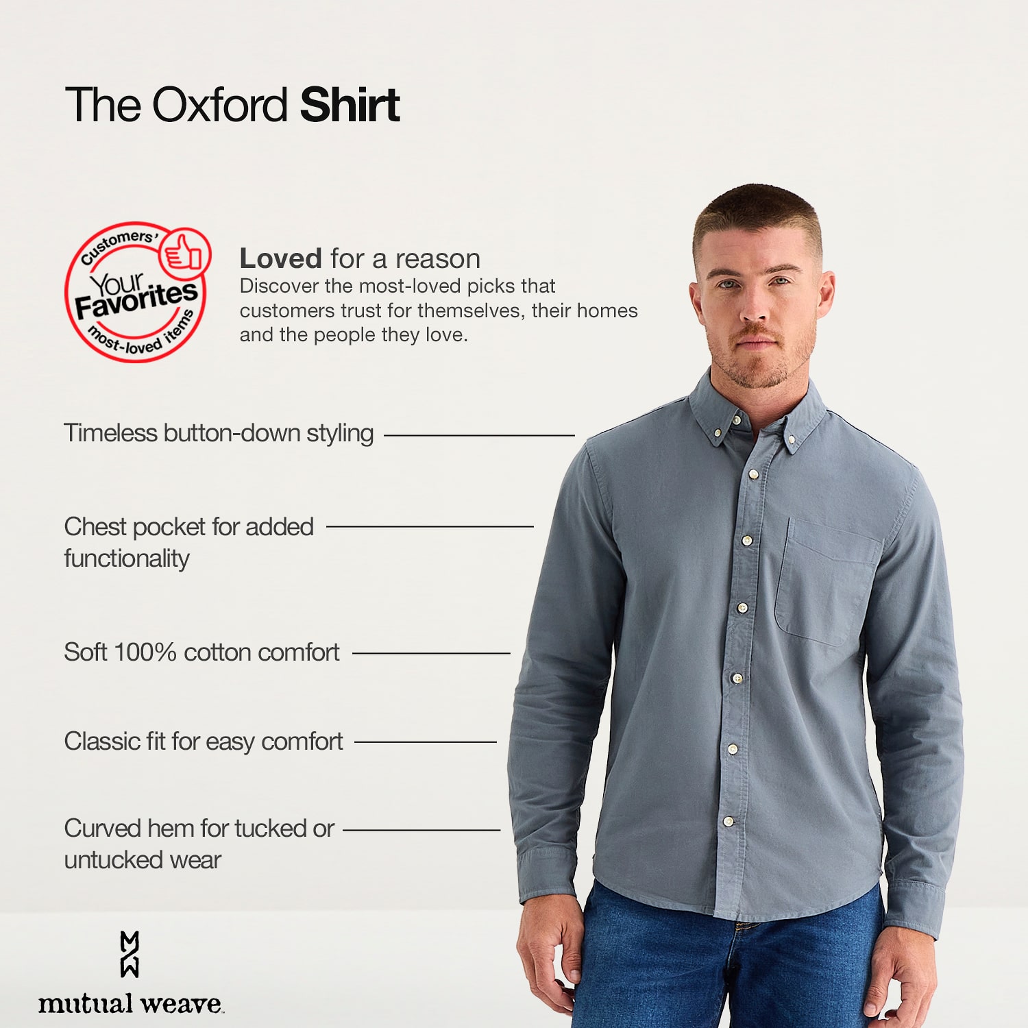 mutual weave Mens Long Sleeve Regular Fit Button-Down Shirt