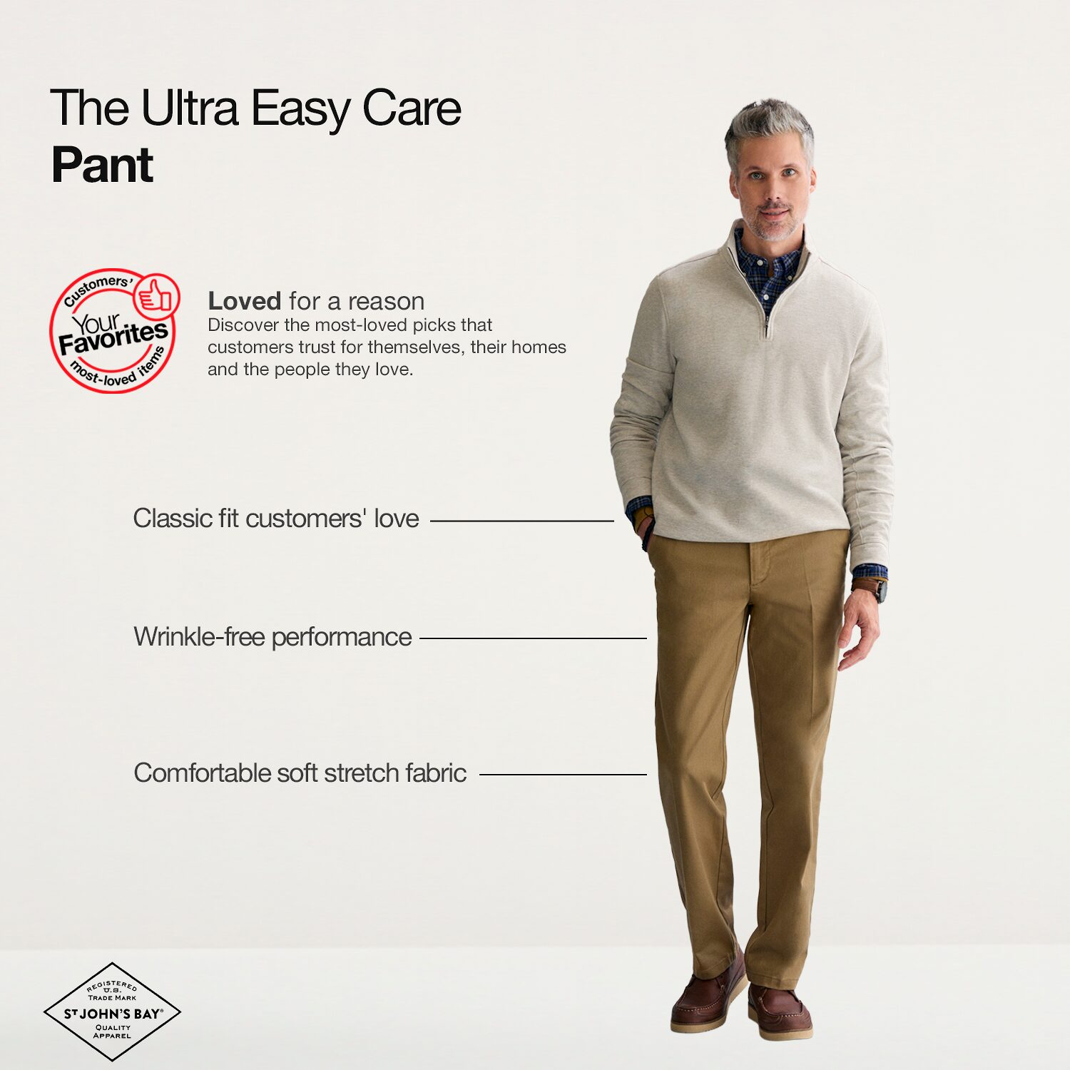 St. John's Bay Universal Easy Care Extender Mens Big and Tall Classic Fit Pleated Pant